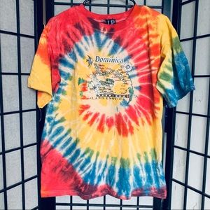 Dominica island exótica tie dye t-shirt graphic Sz L